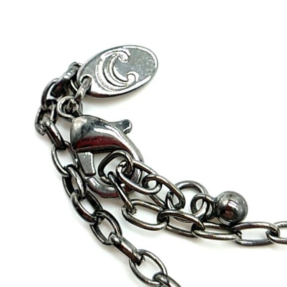 Charming Charlie Black Stone Bib Necklace On Black Gunmetal Chain - Picture 11 of 13